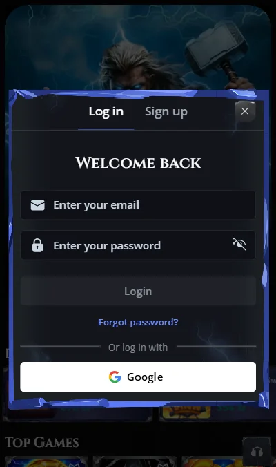 ThorFortune Casino account login screen